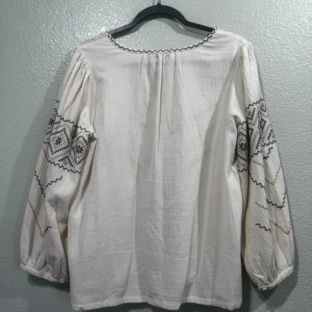 Madewell Women's Cream Embroidered Top Size Medium - Picture 7 of 11